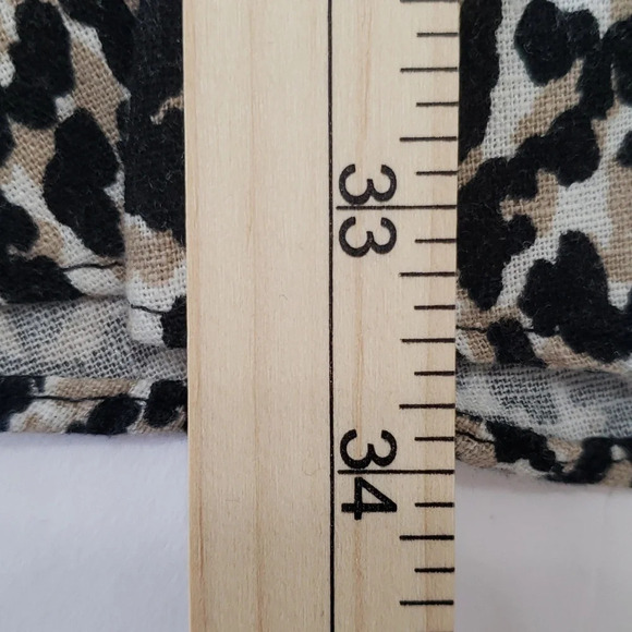 Old Navy Cami Sundress Mini Animal Print Linen Blend Black Tan White Ruffle Hem - Picture 9 of 14